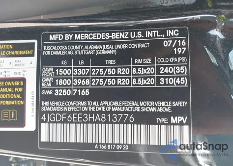 2017 Mercedes-Benz Gls 450 4Matic z USA, uszkodzony, nr VIN 4JGDF6EE3HA813776